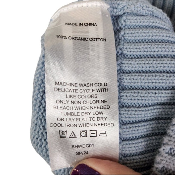 QUINCE Sweater Womens XS Sky Blue 100% Organic Cotton Boyfriend Crew Sweater - Picture 10 of 11